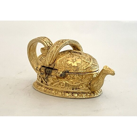 Corday Solid Perfume Empty Compact Le Pot D'Or Gold Tone Toujours Moi Watering - Picture 2 of 7